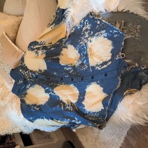 Distressed denim oversized shirt dress